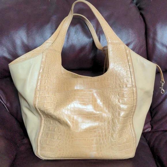 Brahmin Carla Tan Crocodile Embossed Tote Bag - Picture 4 of 7